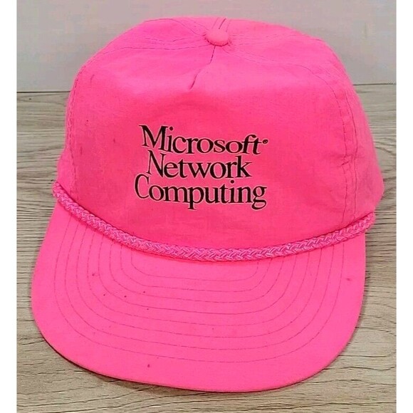 Vintage Nissin Zipper Strap Rope Hat ~ Microsoft Network Computing Hat - Picture 5 of 12